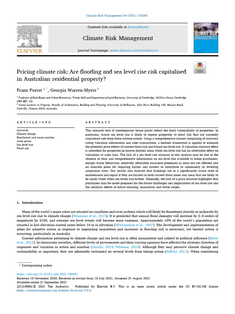 1 s2.0 S2212096321000905 Main | PDF | Flood | Sea Level Rise