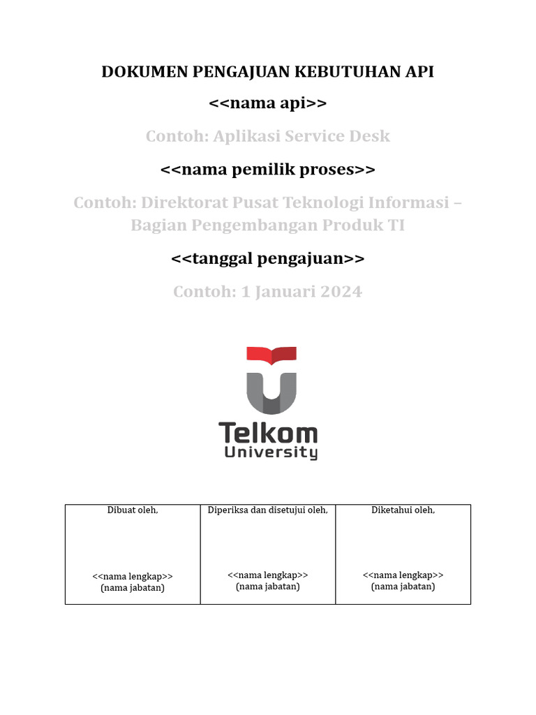 (Template) Dokumen Pengajuan Kebutuhan Api | PDF