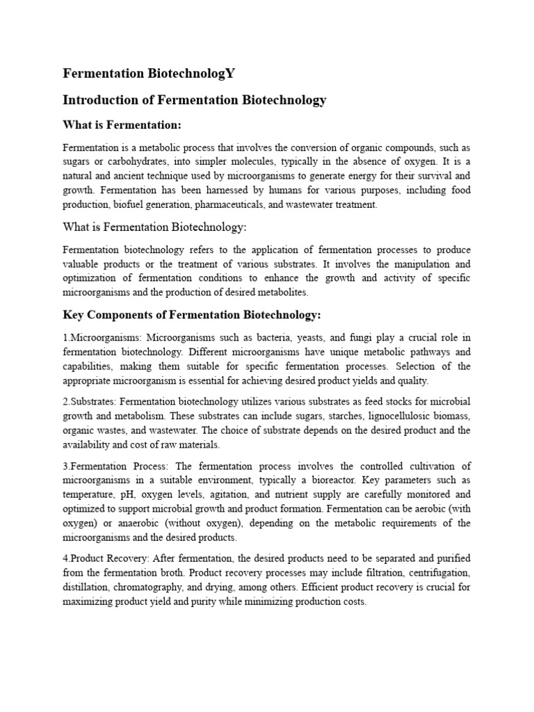 Fermentation Biotechnology Overview | PDF | Brewing | Fermentation