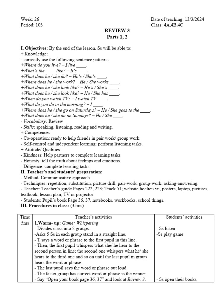 Review 3 download free pdf lesson plan learning