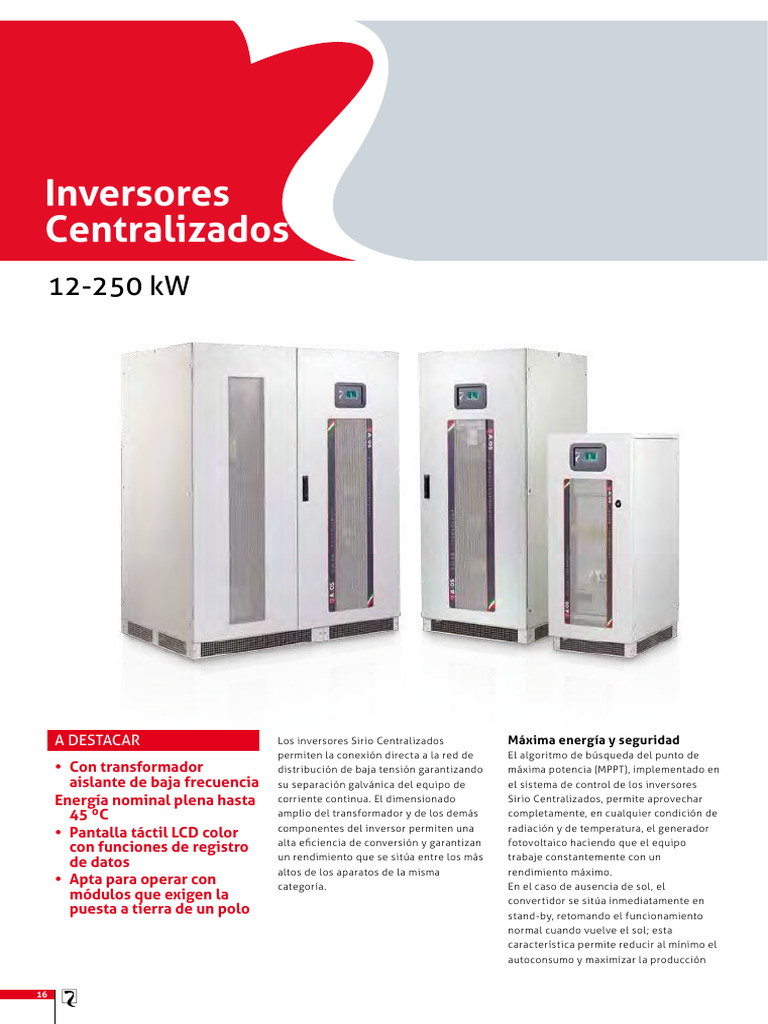 Inversores Sirio Centralizados: Eficiencia y Seguridad | PDF | Inversor ...
