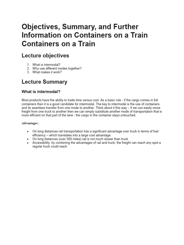 Intermodal Container Transport Overview | PDF | Computers