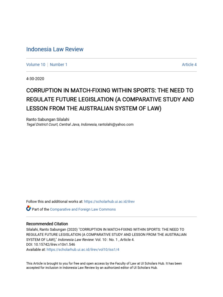 Corruption in Match-Fixing Within Sports | PDF | Gambling | Organized Crime