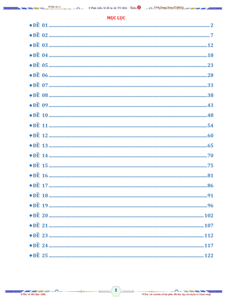 ĐỀ 1-25 (C1-38) DE ON THI TN 2024 | PDF