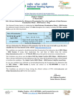 Public Notice For City Intimation For Jee Main 2024 Session 2