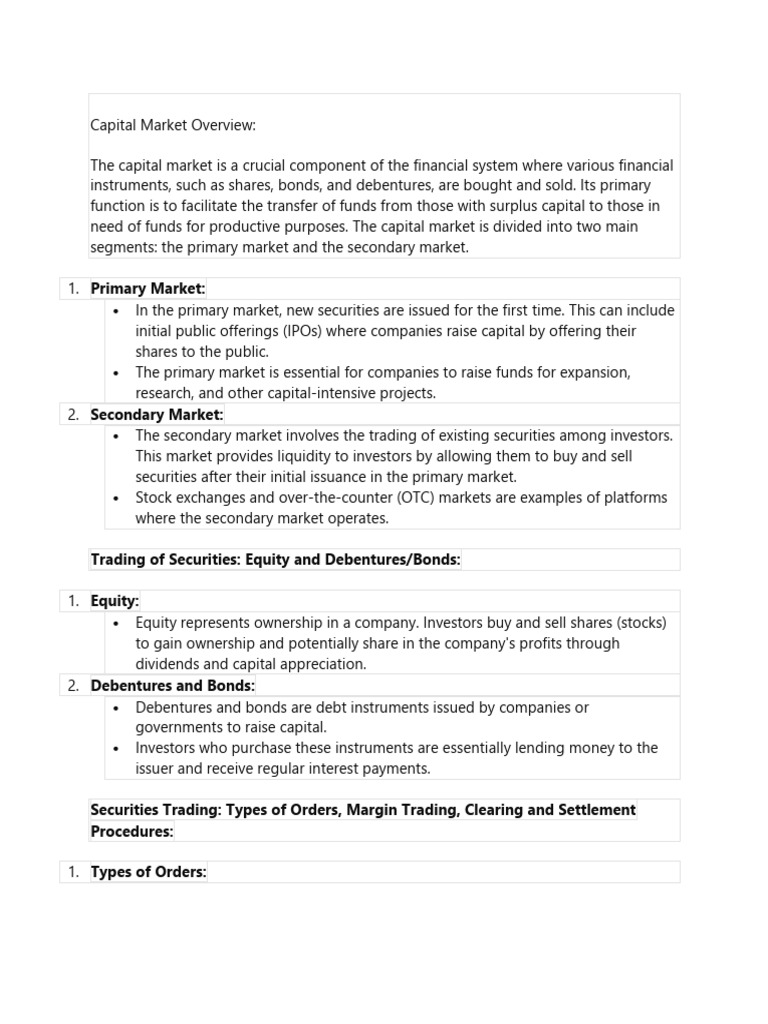 Capital Market Investment Overview | PDF | Financial Markets | Stocks