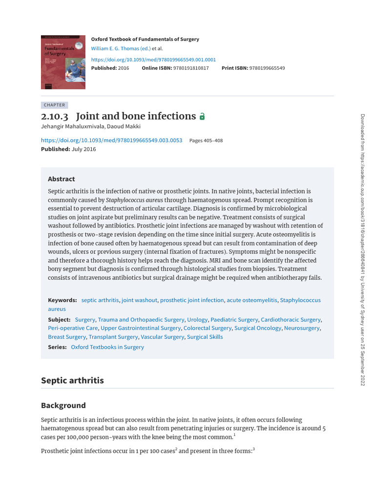2.10.3 Joint and Bone Infections | PDF | Penicillin | Sepsis