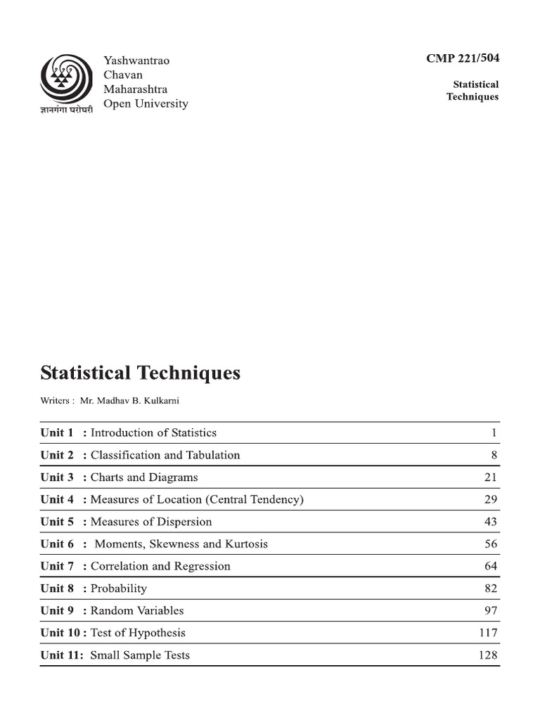 Statistical Techniques CMP 221/504 Guide | PDF | Science & Mathematics ...