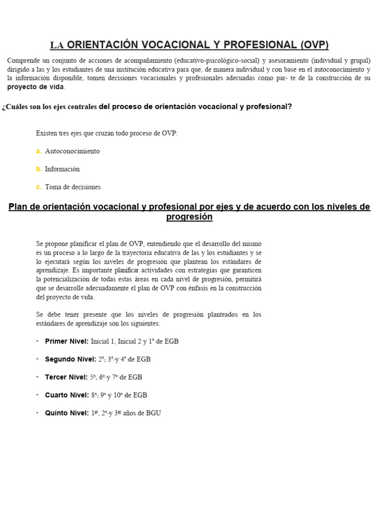 La Orientación Vocacional y Profesional 2023-2024 | PDF | Aprendizaje ...