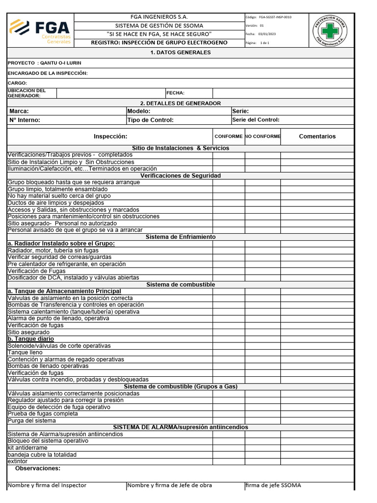 Inspección de Equipos en FGA | PDF