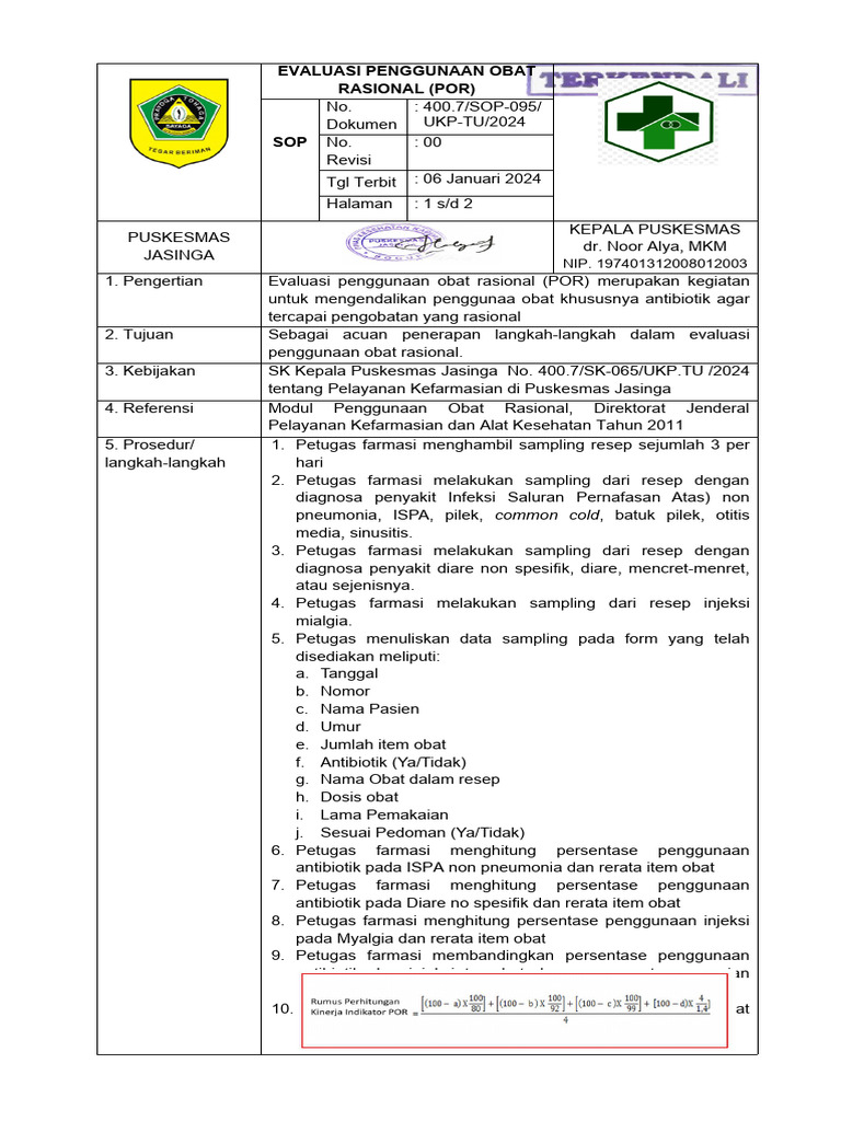SOP Evaluasi Penggunaan Obat Rasional | PDF