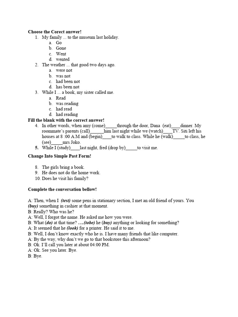 English Grammar Practice Exercises | PDF