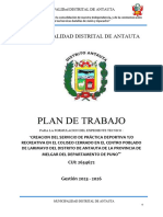 Plan de Trabajo para La Formulacion de Expediente Tecnico - Coliseo Larimayo