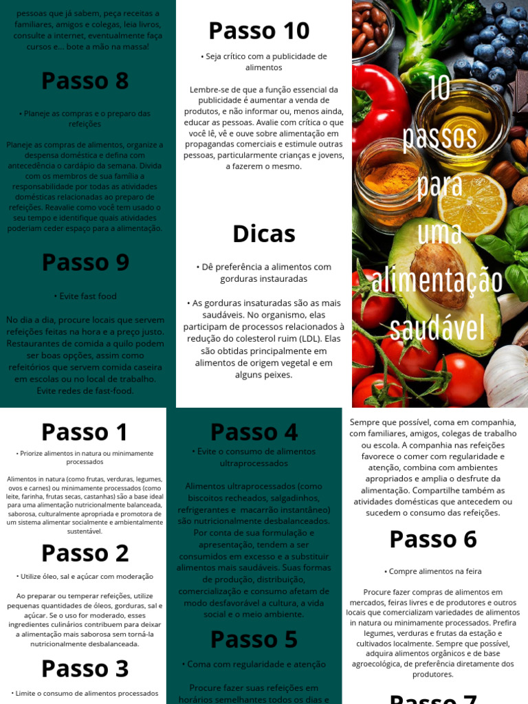 10 Passos Para Uma A Alimentação Saudável Pdf Alimentos Comida Rápida