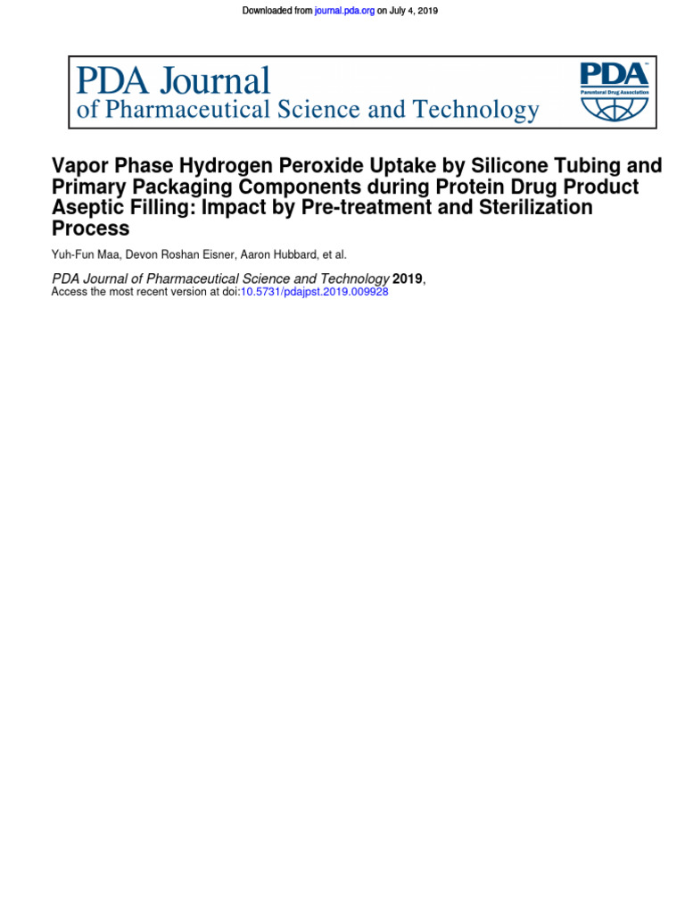 VPHP Uptake in Aseptic Filling Components | PDF | Sterilization ...