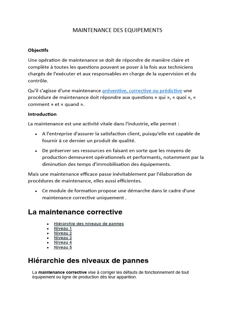 Maintenance corrective des équipements | PDF | Sécurité