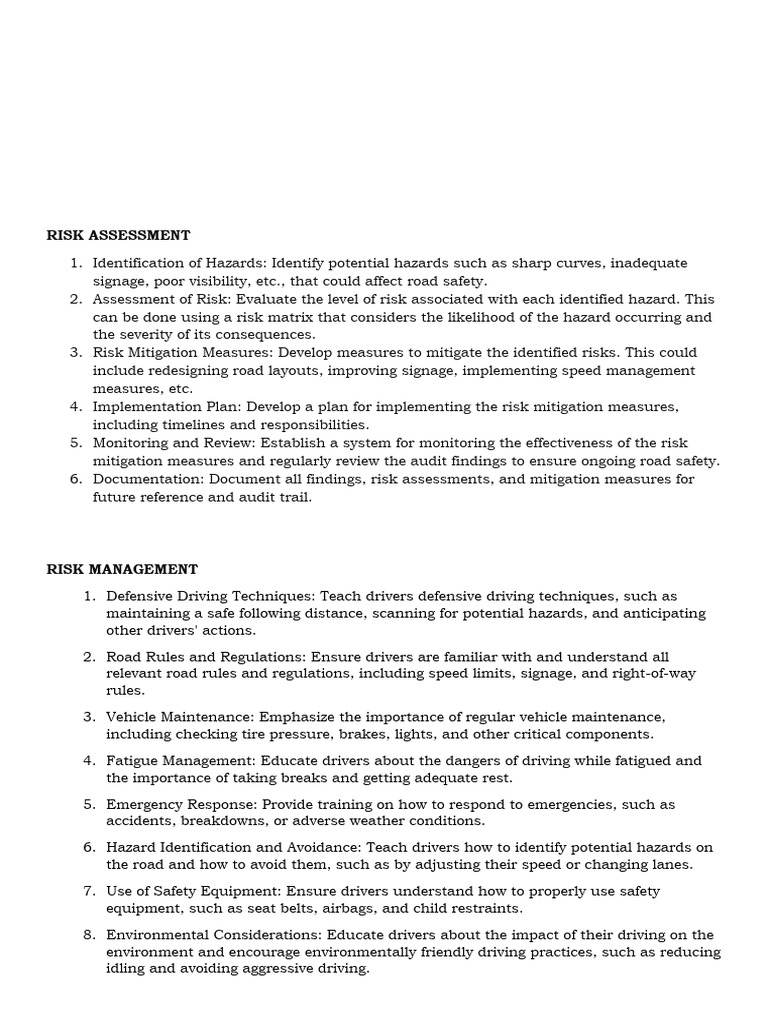 Comprehensive Road Safety Risk Assessment | PDF | Risk | Risk Management