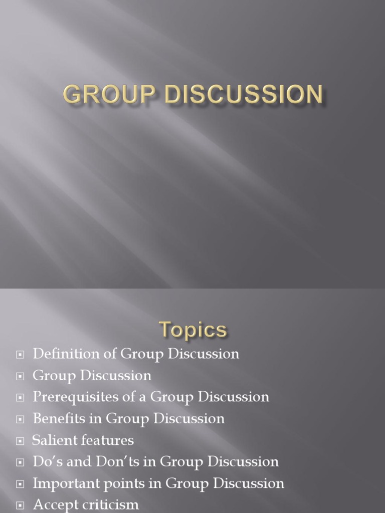 Group Discussion | PDF | Conversation | Public Speaking