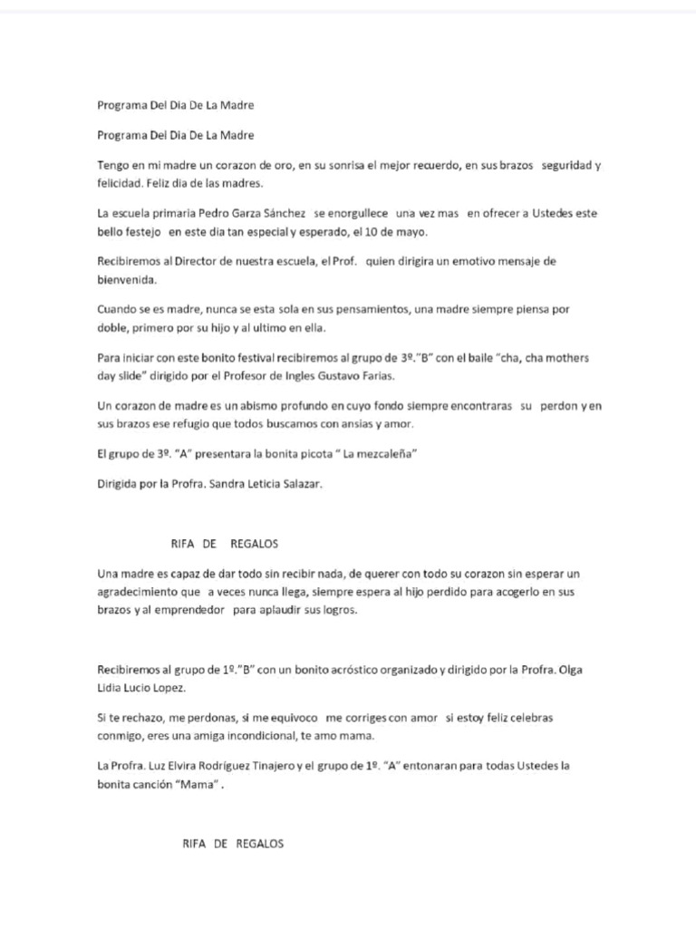 Programa del Día de las Madres 2023 | PDF | Amor