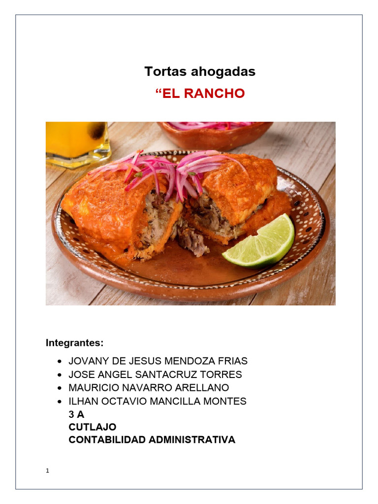Proyocto de Un Modelo de Negocio - Tortas Ahogadas El Ranchero | PDF ...