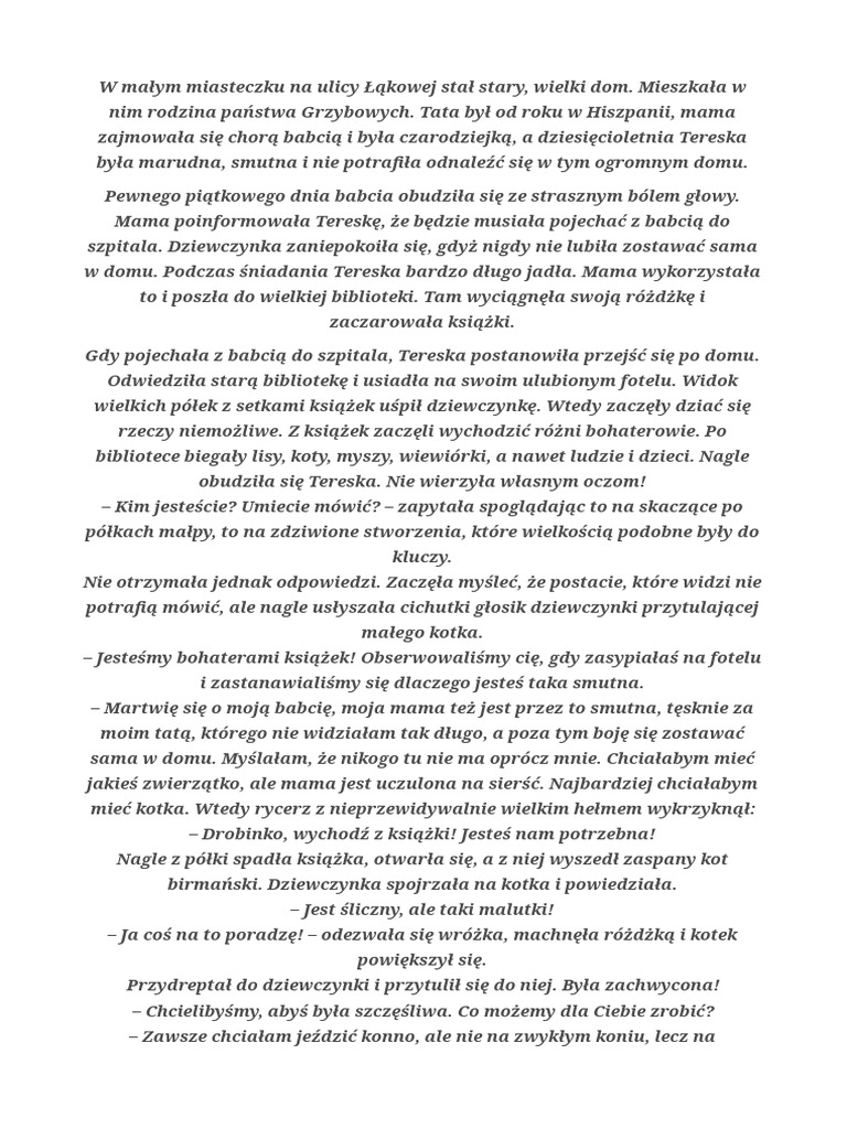 Opowiadanie Twórcze Na Podstawie Mitu Opowiadanie o Bibliotece | PDF