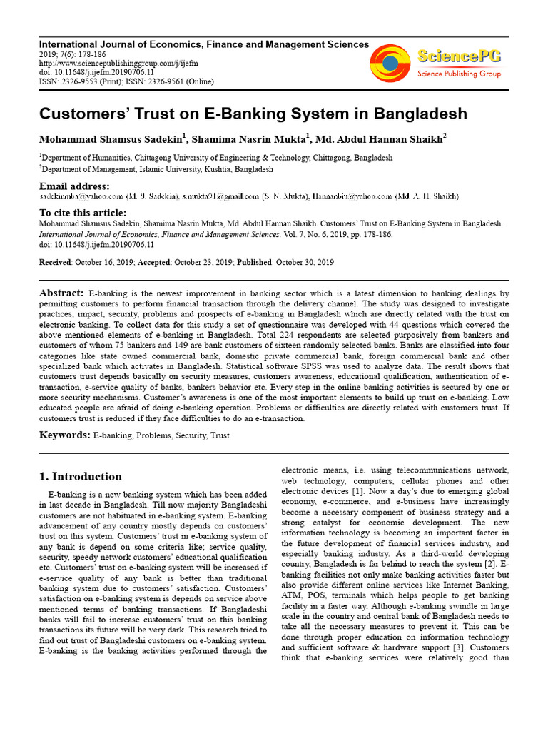 E-Banking Trust in Bangladesh | PDF | Online Banking | Banks & Banking