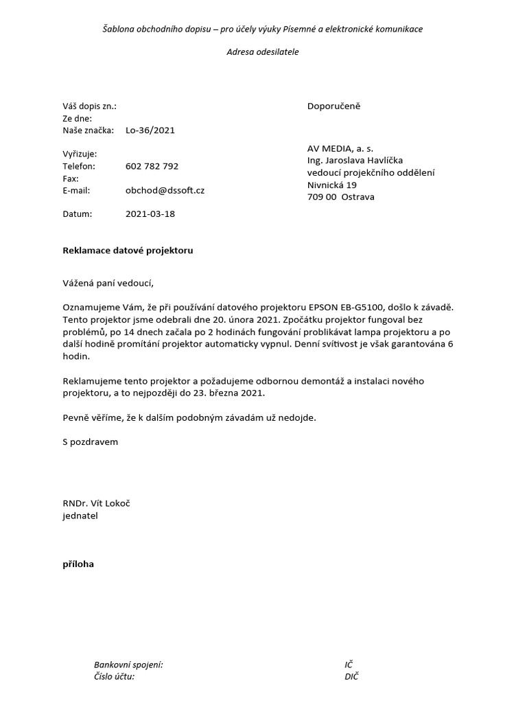 TEST - Reklamace A | PDF