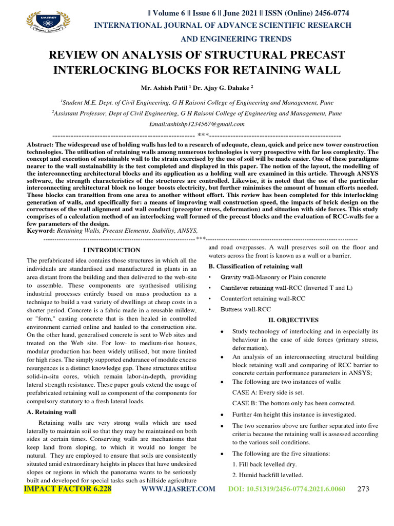 Analysis of Precast Retaining Wall Blocks | PDF | Concrete | Stress ...