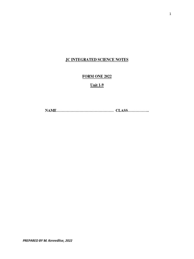 Science Notes Form 1 UNIT 1-9 | PDF | Photosynthesis | Leaf