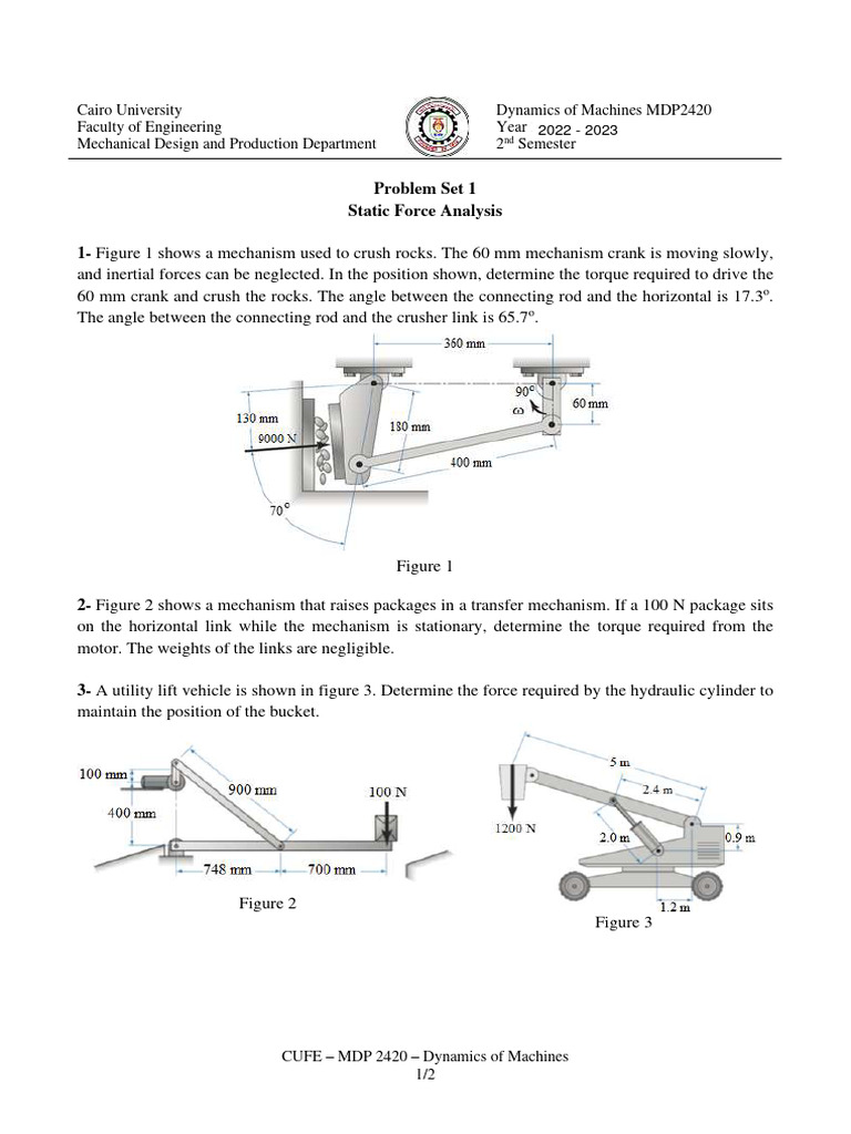 Sheet 1 static force analysis pdf