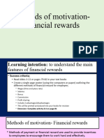 Methods of Motivation- Financial Rewards
