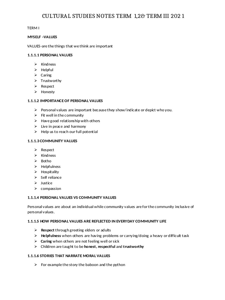 NOTES TERM I, II, III Cultural-1 - Edited | PDF | Hiv/Aids