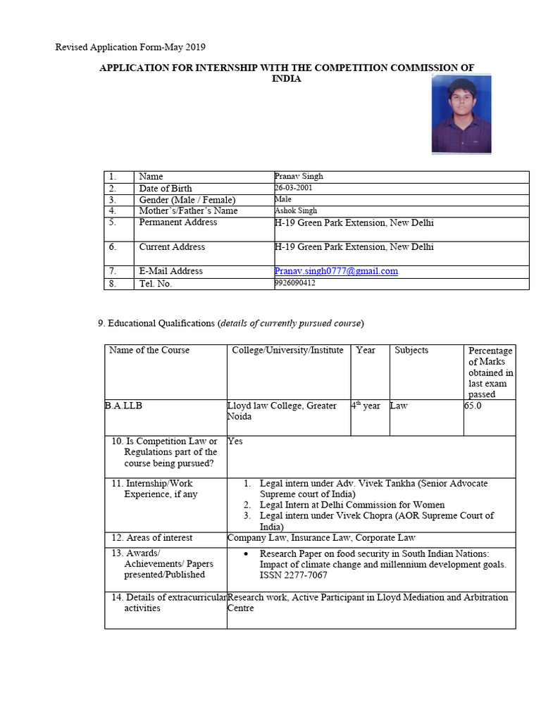 Application Form For Intership Dec 2023 | PDF | Justice | Crime & Violence