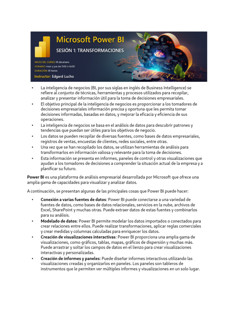 Inteligencia de Negocios y Power BI | PDF | Inteligencia de negocios ...