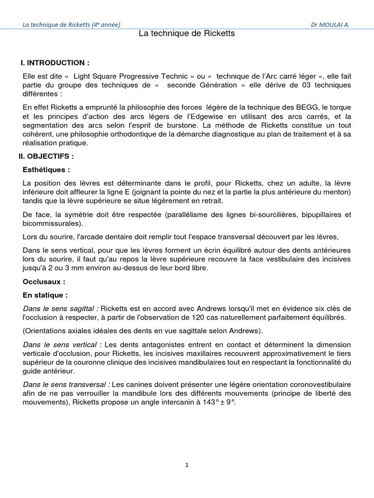 Technique de Ricketts en orthodontie | PDF | Dent | Bouche