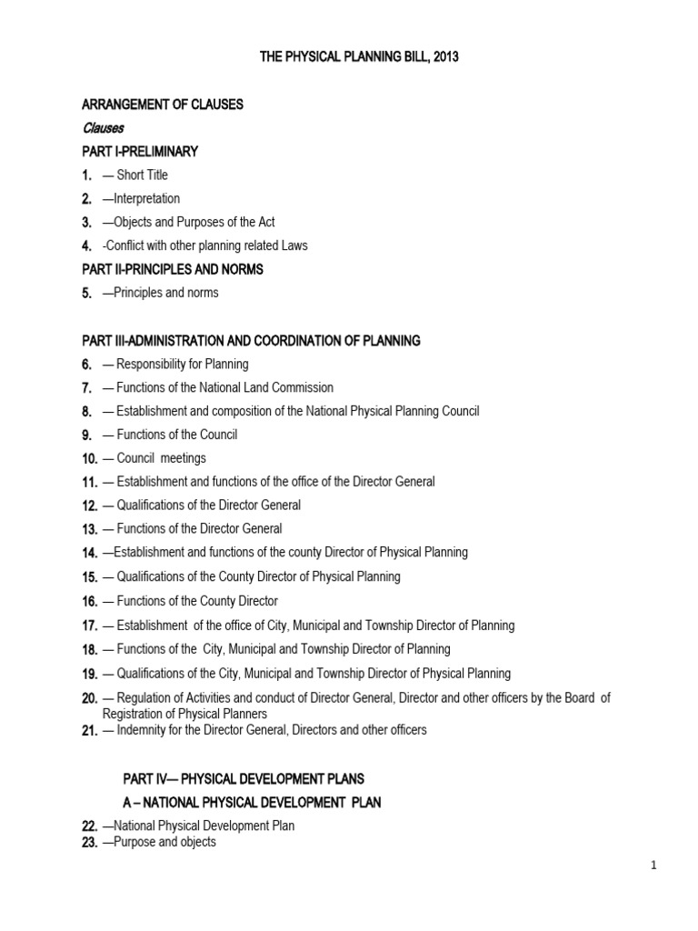 PHYSICAL PLANNING BILL 2013 Revised 23 Oct 2013 | PDF | Act Of ...