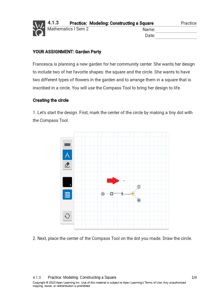 4.1.3 Practice - DONE Modeling Constructing A Square (Practice) | PDF ...