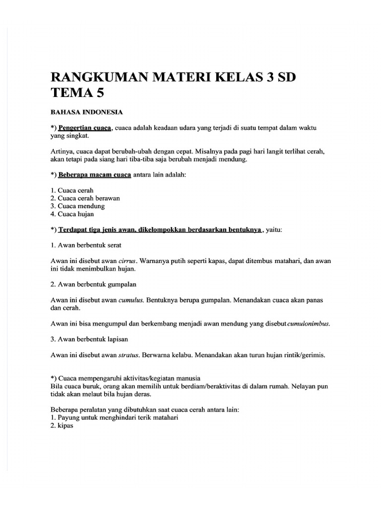 1585 PDF Rangkuman Materi Kelas 3 SD Tema 5docx Compress | PDF