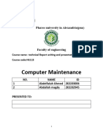 Technical Report On Computer Maintenance