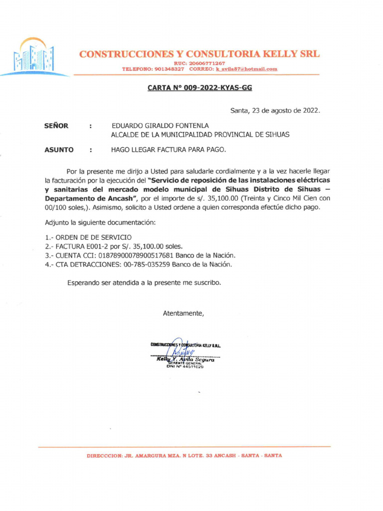 Carta #09 de Pago | PDF