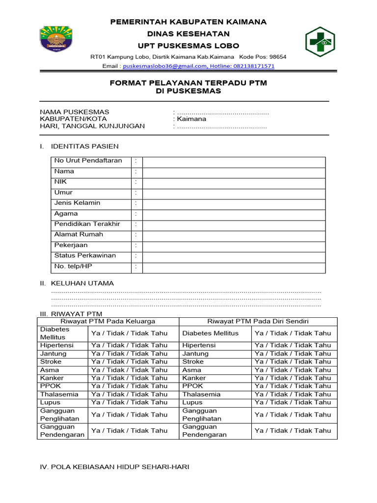 Format Pelayanan Terpadu PTM Kaimana | PDF | Gaya Hidup