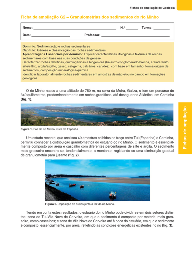 Granulometria dos Sedimentos do Rio Minho | PDF | Sedimento | Rochas ...