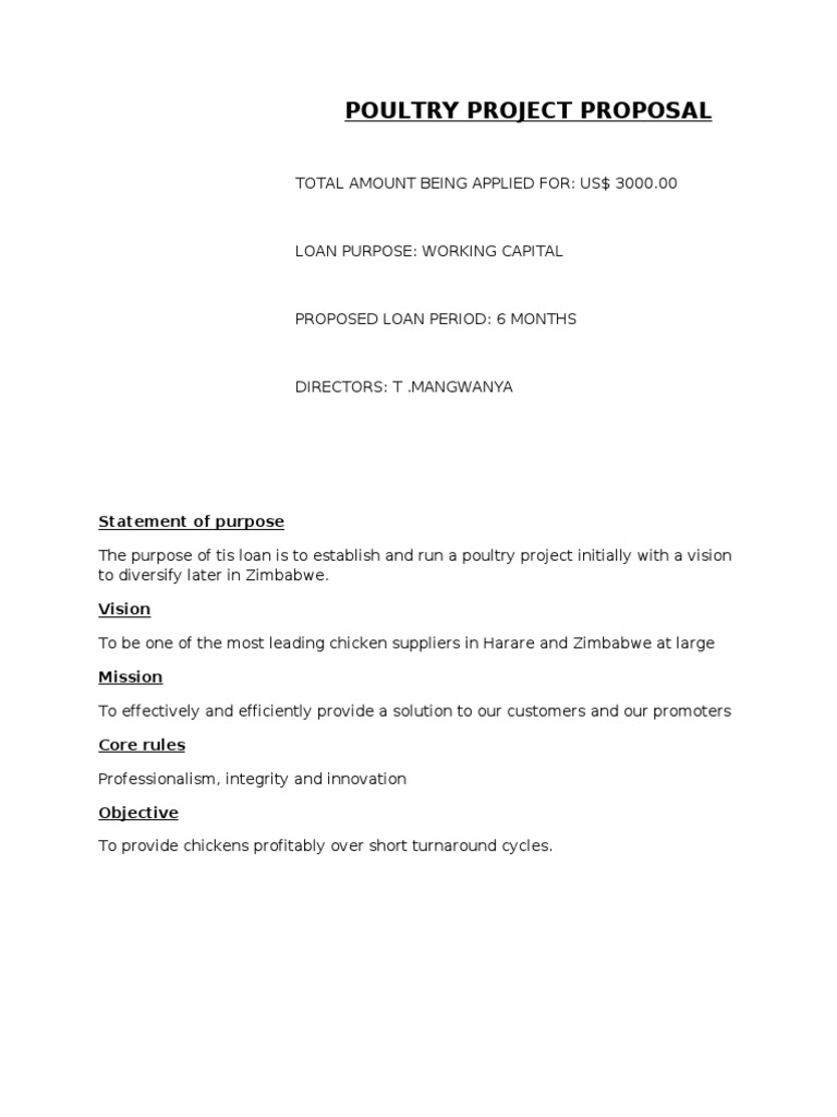 Poultry Project Proposal | PDF | Farms | Agriculture