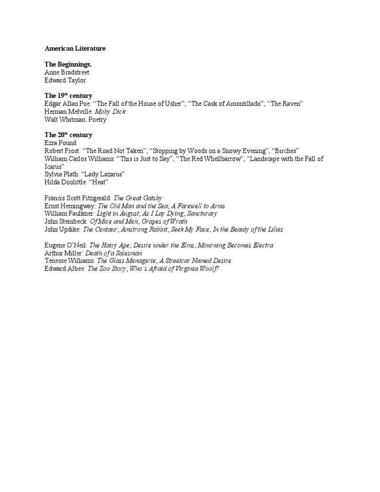 American Literature Programa | PDF