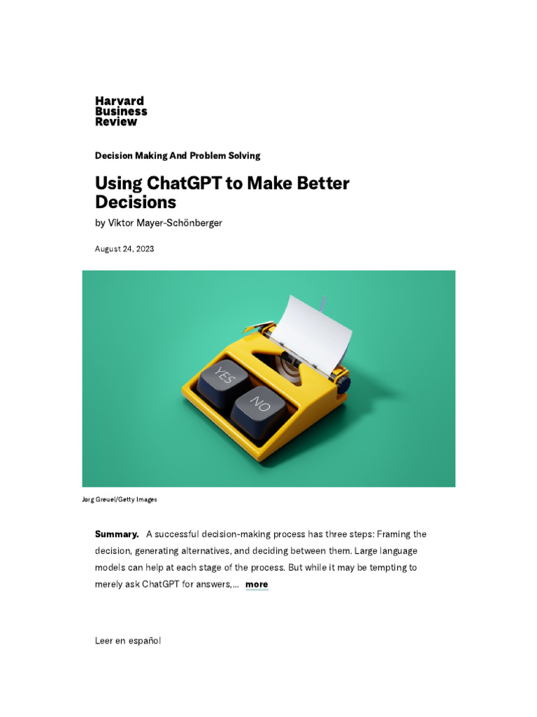 Using ChatGPT To Make Better Decisions | PDF | Decision Making ...