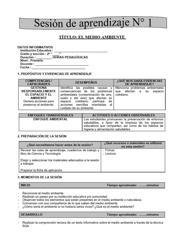 4 Sesion | PDF | Entorno natural | Aprendizaje