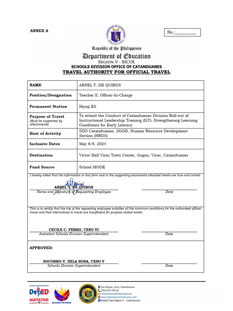 05062024TRAVELORDER | PDF