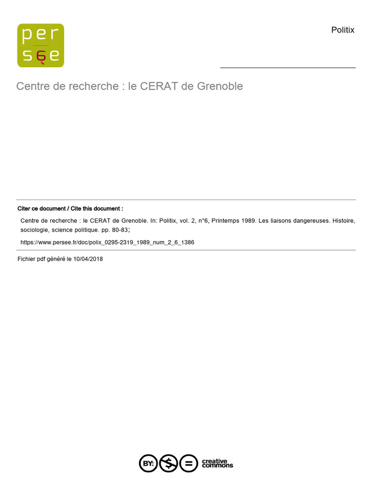 Centre de recherche CERAT à Grenoble | PDF | Science | Sciences politiques