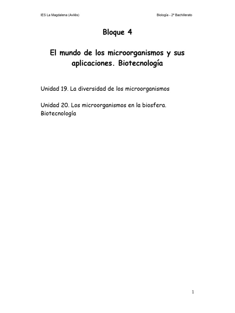 U19. Diversidad de Los Microorganismos | PDF | Virus | Las bacterias