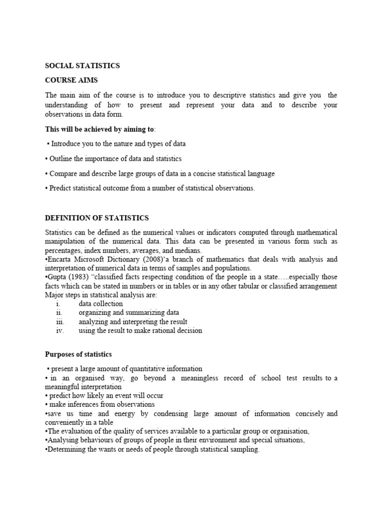 Introduction to Social Statistics Concepts | PDF | Level Of Measurement ...